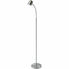 Dainolite 5W Floor Lamp, Satin Chrome Finish - 53" (1346.20 mm) Height x 8" (203.20 mm) Width - 5 W LED Bulb - Satin Chrome - Gooseneck - 400 lm Lumens - Metal - Floor-mountable - for Bedroom, Living Room, Office, Commercial