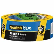 3M Sharp Lines Painter's Tape 2093-36EC, 1.41 in x 60 yd - 60 yd (54.9 m) Length x 1.41" (35.8 mm) Width - Paper Backing - Moisture Resistant, Bleed Resistant, Tear Resistant - For Multi Surface, Smooth Surface, Textured Surface, Wall, Baseboard, Tile, Wood, Trim, Paint, Glass, Window, Shelf - Blue