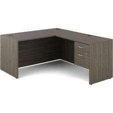 Newland 60" x 72" L-Shaped Single Hanging Pedestal Desk, Absolute Acajou - Offices to Go Newland L-Shaped Desk - 2 Drawer - 60" x 72" - Absolute Acajou
