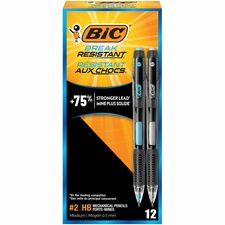 BIC Break-Resistant Mechanical Pencils with Erasers, No. 2 Medium Point (0.7mm) - 0.7 mm (0.03") Black Lead - #2 - Medium Point - 12 / Pack
