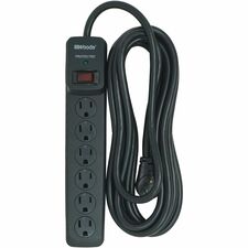 Woods 6-Outlet 1180J Surge Protector - Black - 6 x AC Power - 1.80 kVA - 1180 J - 120 V AC Input - 15 ft (4.57 m) - Desk Mount