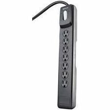 Woods 7-Outlets Surge Suppressor/Protector - Black - Right Angle - 7 x AC Power - 1.80 kVA - 1780 J - 120 V AC Input - 4 ft (1.22 m)