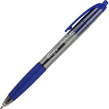 Integra Rubber Grip Retractable Pens - Medium Pen Point - 1 mm Pen Point Size - Retractable - Blue - Blue Barrel - 12 / Box