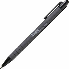 Integra Rubber Barrel Retractable Ballpoint Pens - Medium Pen Point - 1 mm Pen Point Size - Retractable - Black - Rubber Barrel - 12 / Box
