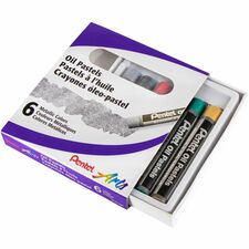 Pentel Arts Metallic Oil Pastels 6-pk - Small - For Child - Gold, Silver, Metallic Blue, Metallic Red, Metallic Green, Gunmetal - 6 / Pack