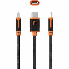 j5create JUCX24 USB-C Data Transfer Cable - 6 ft (1.83 m) USB-C Data Transfer Cable for USB Device, Tablet, Phone, Notebook, Charger - First End: 1 x USB 3.0 Type C - Male - Second End: 1 x USB 3.0 Type C - Male - 480 Mbit/s - Shielding - 22 AWG - 1 Each