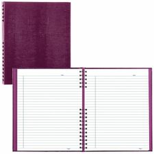 Blueline NotePro Notebook, A10200 - 200 Pages - Twin Wirebound - Ruled Front Ruling - Blue Margin - 10.75" (273.05 mm) Height x 8.50" (215.90 mm) Width - White Paper - Dark Raspberry Lizard Cover - Micro Perforated, Index Sheet, Self-adhesive Tab, Storage Pocket, Hard Cover, Durable, Flexible, Printed - Recycled - 5 Each