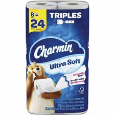 Charmin Ultra Soft Bathroom Tissue - 168 Sheets/Roll - Paper - 8 / Pack
