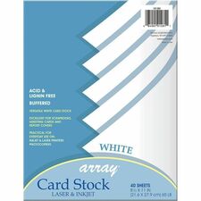 Pacon&reg; Card Stock - Printing, Printer, Project, Card, Card Stock, Postcard, Report Cover, Stamping, School Project, Cutting Machine - 8.50" (215.90 mm) x 11" (279.40 mm) - 65 lb (29483.50 g) Basis Weight - Bright White - 40 / Pack