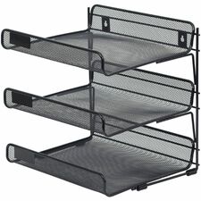 Merangue Wall Mount Letter Tray, 3-Tiered - 3 Tier(s) - Desktop - Black - Mesh - 3 Each