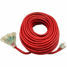 Woods Power Extension Cord - For Push Lawnmower, Hedge Trimmer, Drill Machine - 14/3 Gauge - 125 V AC / 13 A - Red - 100 ft (30.48 m) Cord Length - NEMA L14-30P / AC Power - 1 Each