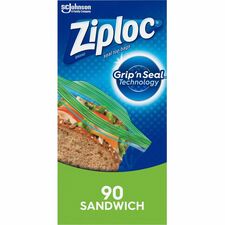 Ziploc® Sandwich Bags - 5.87" Width x 6.50" Length - Clear - Plastic - 90/Box - Sandwich, Snack, Fruit, Storage, Vegetables, Cosmetics, Yarn, Business Card, Food, Meat, Fish