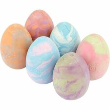 Crayola Washable Sidewalk Chalk Eggs, Tie-Dye, 6 Count - Pink/Blue, Green/Purple, Yellow/Blue, Red/Green, Orange/Blue, Orange/Purple - For Sidewalk, Driveway, Pavement - Washable, Non-toxic - 6 / Box