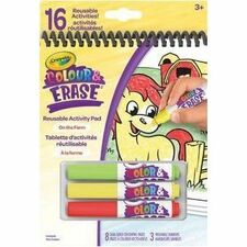 Crayola Colour & Erase Reusable Activity Pad, On the Farm - Coloring, Art - 11 Piece(s) - 5" (127 mm) x 7" (177.80 mm) - On the Farm - 1 Each