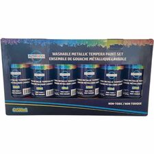 DBLG Import Inc Metallic Liquid Tempera Paint Set, 6 x 500ml - Liquid - Metallic Gold, Metallic Silver, Metallic Blue, Metallic Red, Metallic Green, Metallic Purple - 500 mL - 6 / Pack