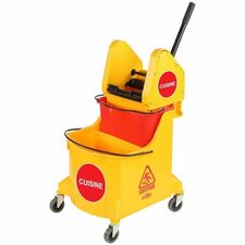 Globe 35 Qt Downpress Dual Bucket System - 35 Qt / Red - 33.12 L - Wringer, Handle, Heavy Duty, Dual Bucket - 34.80" (883.92 mm) x 17" (431.80 mm) - Plastic - Red - 1 Unit