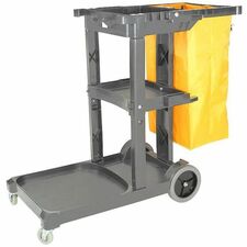 Globe Janitor's Cart - 46"L x 20"W x 37.75"H / Grey / Standard With Lid - Plastic - 46" (1168.40 mm) Length x 20" (508 mm) Width x 37.7" (957.58 mm) Height - Gray - 1 Unit