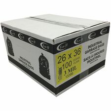 ECO II Industrial Garbage Bags, Clear, 26" x 36" , Case of 100 - 36" (914.40 mm) Length x 26" (660.40 mm) Width x 3 mil (76 Micron) Thickness - Clear - Plastic - Industrial Trash, Garbage - Recycled - 100 / Unit