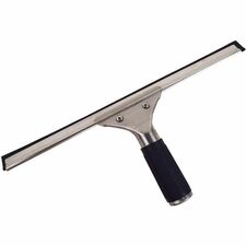 Globe Stainless Steel Squeegee Complete With Channel And Rubber - 14"L / Black/ Silver - Rubber Blade - Rubber Handle - 5.75" (146.05 mm) Height x 2" (50.80 mm) Width x 14" (355.60 mm) Length - Non-slip Grip, Comfort Grip, Ergonomic Design, Streak-free, Handle - Black, Silver - 1