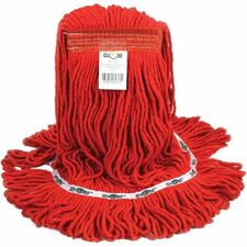 Globe 20 Oz Synthetic Narrow Band Looped End Wet Mop - 20 Oz / Red - 7" (177.80 mm) Width x 18" (457.20 mm) Length - Narrow Headband, Looped Ends, Chemical Resistant, Fray Resistant, Shrinkless, Tailband, Tangle Resistant - Synthetic, Yarn - Red - 1.25 lb (566.99 g) - 1 Unit