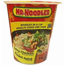 Mr. Noodles Instant Noodles in a Cup, Spicy Chicken Flavour, 64 g, 12/CT - Spicy Chicken - 2.26 oz (64 g) - GMO Free - 12 / Carton