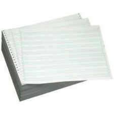 Domtar Continuous Forms - 11" (279.40 mm) x 14 7/8" (377.83 mm) - 15 lb (6803.89 g) Basis Weight - Green Bar, Chlorine-free, Acid-free, Break-free, Single Ply - White, Green - 3500 Sheets - 3500 / Carton