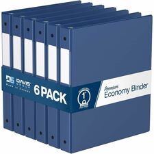 Davis Group Premium Economy Ring Binder - Letter - 200 Sheet Capacity - Round Ring - Polypropylene - Royal Blue - 6 / Carton