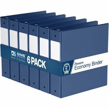 Davis Group Premium Economy Ring Binder - Letter - 8 1/2" x 11" Sheet Size - 400 Sheet Capacity - 3 x 2" Ring - Fastener: Round Ring - Pocket: 2, Internal - Polypropylene - Royal Blue - 7.60 lb - PVC-free, Spine Label - 6 / Pack