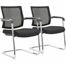 HDL Eros Stackable Polyurethane Guest Chair , Black, Carton of 2 - Black Seat Color - Polyurethane Seat Material - Black Back Color - Mesh Back Material - Chrome Frame Color - Steel Frame Material - Mid Back - Cantilever Base - Black - 2