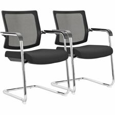 HDL Eros Stackable Fabric Guest Chair, Black, Carton of 2 - Black Seat Color - Fabric Seat Material - Black Back Color - Mesh Back Material - Chrome Frame Color - Steel Frame Material - Mid Back - Cantilever Base - Black - 2