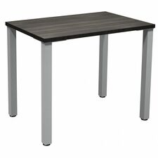 HDL Innovations Table Desk with 2" Silver Offset Legs, Grey Dusk, 36" x 24" x 29" - Rectangular Table Top - Band Edge - Material: Laminate, Metal - Finish: Grey Dusk - For Commercial