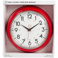 Kiera Grace Wall Clock - Red Case - Retro Style - Red Finish