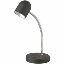 Dainolite 5W Table Lamp, Satin Black Finish - 14" (355.60 mm) Height x 6" (152.40 mm) Width - 1 x 5 W LED Bulb - Satin Black, Polished Chrome - Gooseneck, LED Light, Flexible - 400 lm Lumens - Metal - Table Top, Desk Mountable - Black - for Table, Desk, Office, Living Room, Bedroom, Commercial