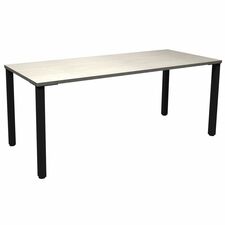 HDL Innovations 71" Table Desk with 2" Black Offset Legs, Winter Wood - Rectangular Table Top - Band Edge - Material: Laminate, Metal - Finish: Winter Wood, Black, Laminate - For Commercial, Home, Office - 1