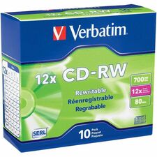 Verbatim CD Rewritable Media - CD-RW - 700 MB - 10 Pack