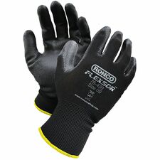 RONCO Nitrile Palm Coated Polyester Gloves - Grease, Oil, Abrasion, Blade Cut Protection - Nitrile Coating - 10 Size Number - X-Large Size - Polyester - Black - Lightweight, Flexible, Grease Resistant, Corrosion Resistance, Oil Resistant, Abrasion Resistant, Breathable, Elastic Wrist, Tear Resistant, Puncture Resistant, Cut Resistant - For Manufacturing, Assembling, Maintenance, Warehouse, Inventory, Engineering, Packing, Inspection - 144 Case - 12 / Pack
