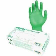 RONCO Earth (939) Green Nitrile Glove - 3.50 mil (0.09 mm) Thickness x 9.06" (230 mm) Glove Length - Chemical, Allergy Protection - Small Size - For Right/Left Hand - Nitrile - Green - Latex-free, Biodegradable, Non-sterile, Textured Fingertip, Chemical Resistant, Lightweight, Flexible, Anti-microbial - For Examination, Food Service, Dental, Automotive, Printing, Agriculture, Laboratory, Beauty Salon, Hospitality, Pharmaceutical, Electronic, ... - 1000 Case - 100 / Box
