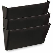 RECYCLED WALL FILE, THREE POCKET, PLASTIC, BLACK