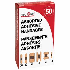 First Aid Central Sterile Assorted Adhesive Bandages - 0.75 (19.05 mm) Width x 3 (76.20 mm) Length, 50 / Pack