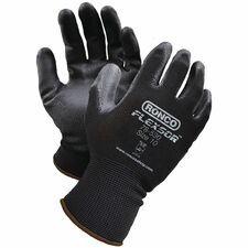 FLEXSOR Polyurethane (PU) Palm Coated Polyester Gloves - Abrasion, Blade Cut Protection - Polyurethane Coating - 10 Size Number - X-Large Size - Polyester - Black - Abrasion Resistant, Cut Resistant, Tear Resistant, Puncture Resistant, Elastic Wrist, Breathable, Lightweight, Flexible, Comfortable, Durable - For Packaging, Inspection, Assembly, Manufacturing, Maintenance, Warehouse, Inventory, Engineering, Small Part Handling - 144 Case - 72 / Pack