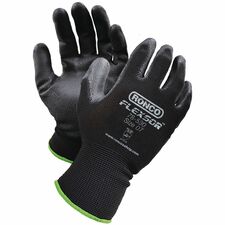 FLEXSOR Polyurethane (PU) Palm Coated Polyester Gloves - Abrasion, Blade Cut Protection - Polyurethane Coating - 7 Size Number - Small Size - Polyester - Black - Abrasion Resistant, Cut Resistant, Tear Resistant, Puncture Resistant, Elastic Wrist, Breathable, Lightweight, Flexible, Comfortable, Durable - For Packaging, Inspection, Assembly, Manufacturing, Maintenance, Warehouse, Inventory, Engineering, Small Part Handling - 144 Case - 72 / Pack