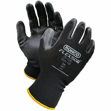 FLEXSOR Polyurethane (PU) Palm Coated Polyester Gloves - Abrasion, Blade Cut Protection - Polyurethane Coating - 9 Size Number - Large Size - Polyester - Black - Abrasion Resistant, Cut Resistant, Tear Resistant, Puncture Resistant, Elastic Wrist, Breathable, Lightweight, Flexible, Comfortable, Durable - For Packaging, Inspection, Assembly, Manufacturing, Maintenance, Warehouse, Inventory, Engineering, Small Part Handling - 144 Case - 72 / Pack