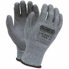 PrimaCut Polyurethane (PU) Palm Coated HPPE/Recycled PET Gloves, ANSI A2 - Blade Cut, Abrasion Protection - Polyurethane Coating - 8 Size Number - Medium Size - Polyurethane - Gray - Cut Resistant, Flexible, Breathable, Abrasion Resistant, Tear Resistant, Puncture Resistant, Reusable, Machine Washable, Comfortable - For Construction, Manufacturing, Warehouse, Carpentry, General Purpose, Sharp Object Handling - 96 Case