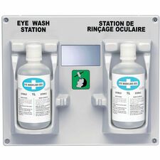 Safecross Eye Wash Station, w/2 x 1 L Eye Wash946 mL - 14.50" (368.30 mm) x 17.50" (444.50 mm) - Durable, Mirror, Dust Resistant, Bottle Holder, 1 EACH