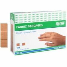 Safecross Adhesive Bandage - 100 - 0.87" Width x 2.99" Length - Natural - Fabric, Cotton, Rayon, Woven - 100 / Box