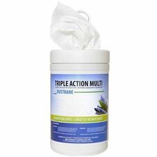 Dustbane Triple Action Multi Cleaner, Degreaser & Disinfectant Wipes - For Sanitary, Hard Surface, Surface, Floor, Commercial - Ready-To-Use - Wipe - 10.5 to 11.5 pH - Citrus Scent - 8" (203.20 mm) Length x 7" (177.80 mm) Width - Disinfectant, Solvent-free, Phosphate-free, Easy to Use, Dilutable, Disposable, Absorbent, Strong, Durable, Hygienic - Colorless - 120 / Pack