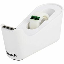 Scotch C18 Desktop Tape Dispenser White - 1" (25.40 mm) Core - Refillable - Weighted Base, Non-skid Base - White - 1 Each