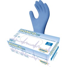 RONCO NE2 Nitrile Examination Glove (4 mil) - 4 mil (0.10 mm) Thickness - Small Size - For Right/Left Hand - Nitrile - Blue - Flexible, Comfortable, Chemical Resistant, Solvent Resistant, Textured Grip, Fatigue-free, Latex-free - For Medical, Healthcare Working, Industrial, Dental, Meat Processing, Fish Processing, Poultry Processing, Beauty Salon, Cosmetology, Electronic, Laboratory, ... - 100 / Box