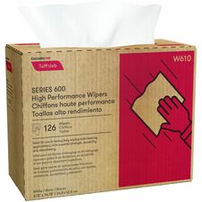 Cascades PRO Tuff-Job 600 Cleaning Wipe - 1 Ply - Interfolded - 9.75" (247.65 mm) Width x 16.75" (425.45 mm) Length - White - 126 / Pack
