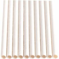 Stone 8" Solid White Super Jumbo Paper Straw Wrapped - 7mm ID - Paper - White - 300 / Box